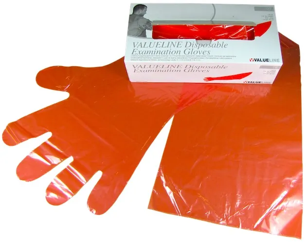 Gloves disp arm length orange 100s
